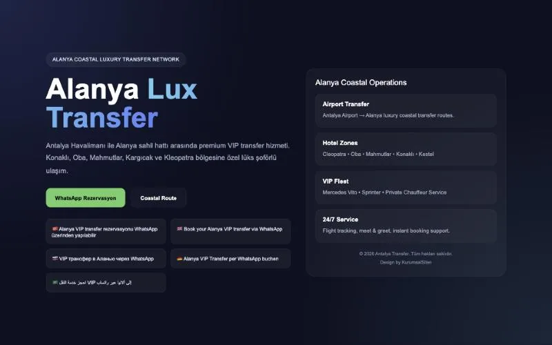 Alanya Lux Transfer — sahil hattı transfer sayfası