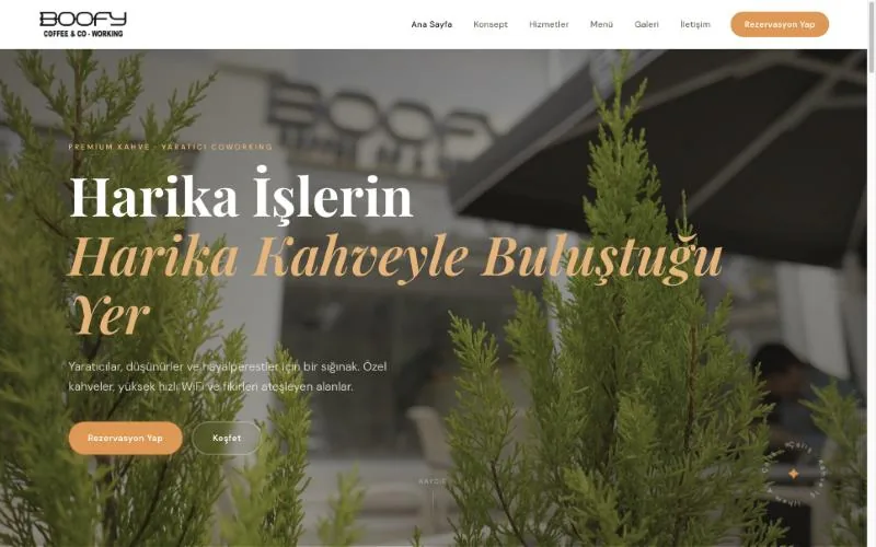 Boofy Coffee & Co-Working web sitesi
