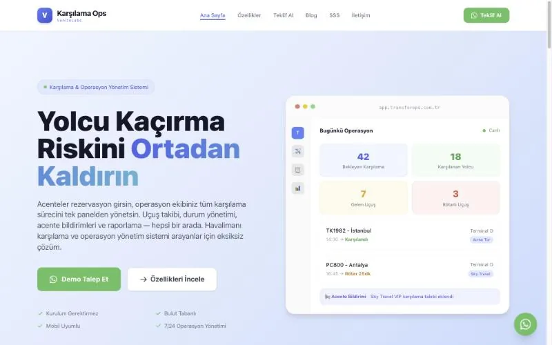 KarşılamaOps — havalimanı karşılama operasyon yazılımı