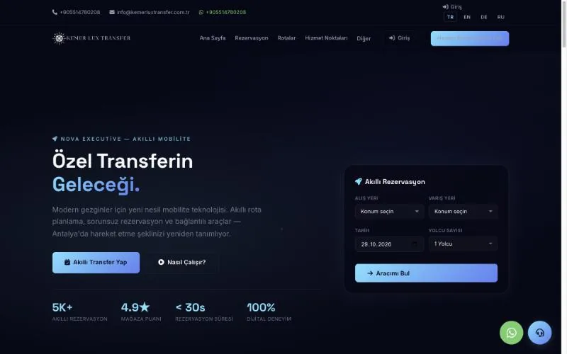 Kemer Lux Transfer — akıllı transfer platformu