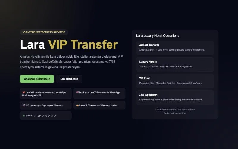 Lara VIP Transfer — bölgesel landing page