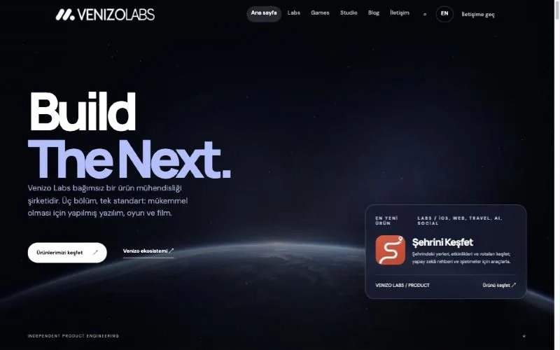 Venizo Labs — ürün stüdyosu web sitesi