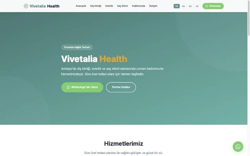 Vivetalia Health — sağlık turizmi web sitesi
